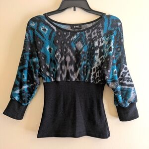 Bwear Blue and Black Patterned Top